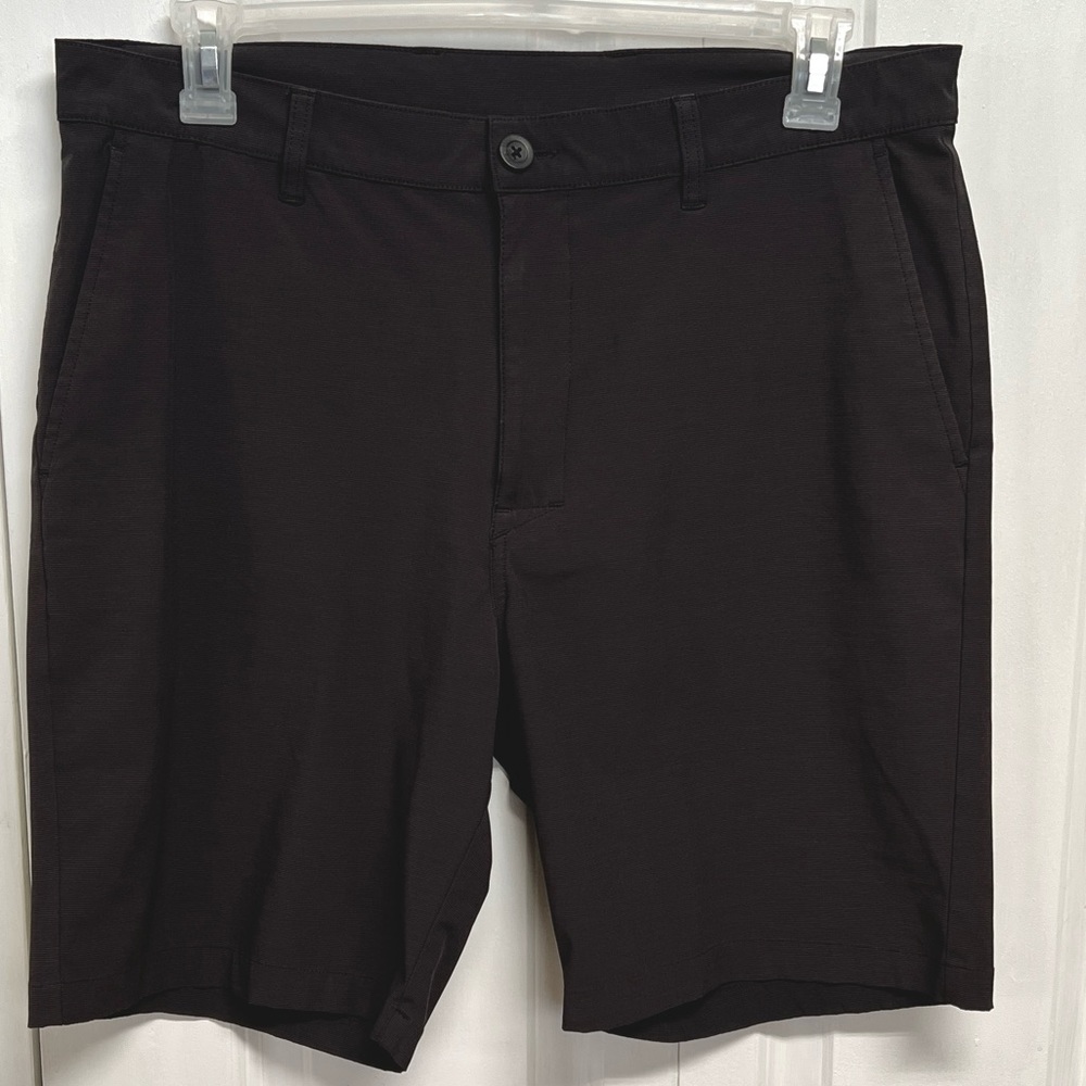 Pro Tour Charcoal Dark Gray Flat-Front Microfiber Shorts Size 36